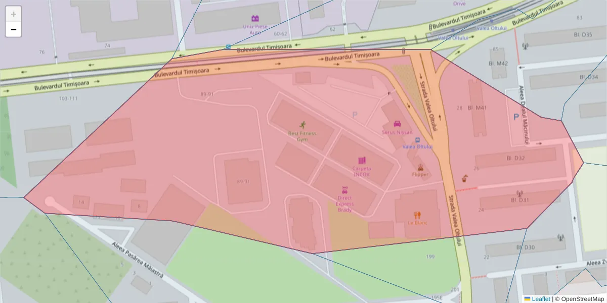 Hartă a codului poștal  și a codurilor poștale învecinate