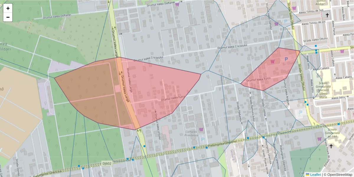 Hartă a codului poștal  și a codurilor poștale învecinate