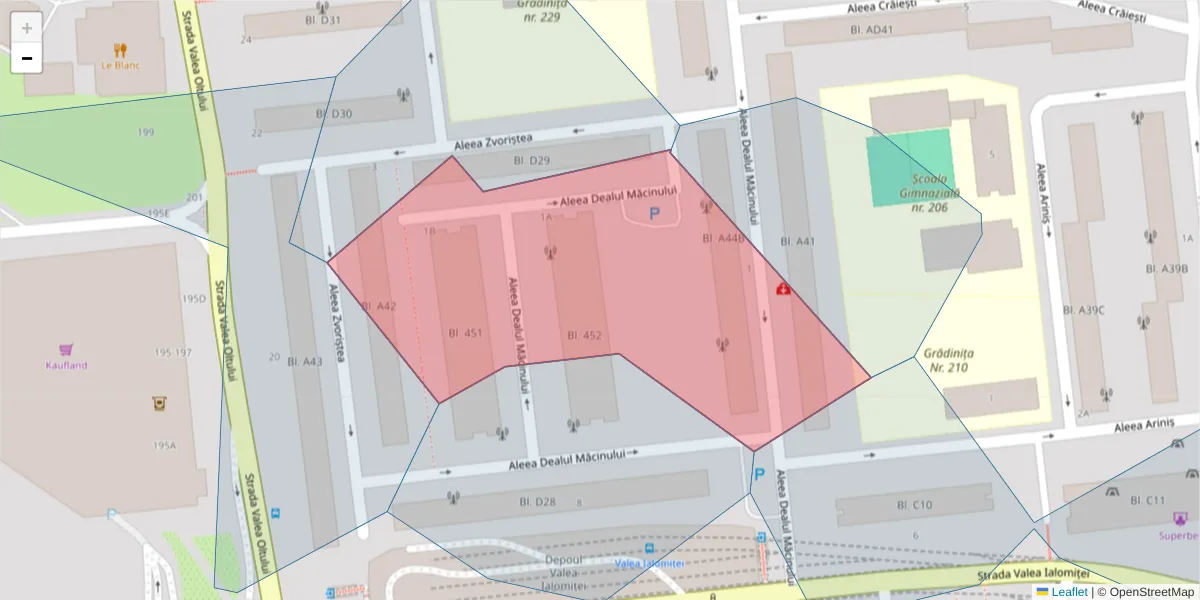 Hartă a codului poștal  și a codurilor poștale învecinate