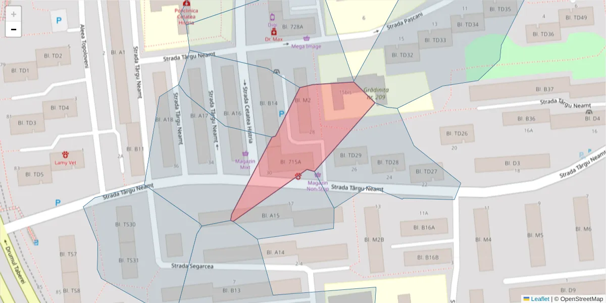 Hartă a codului poștal  și a codurilor poștale învecinate