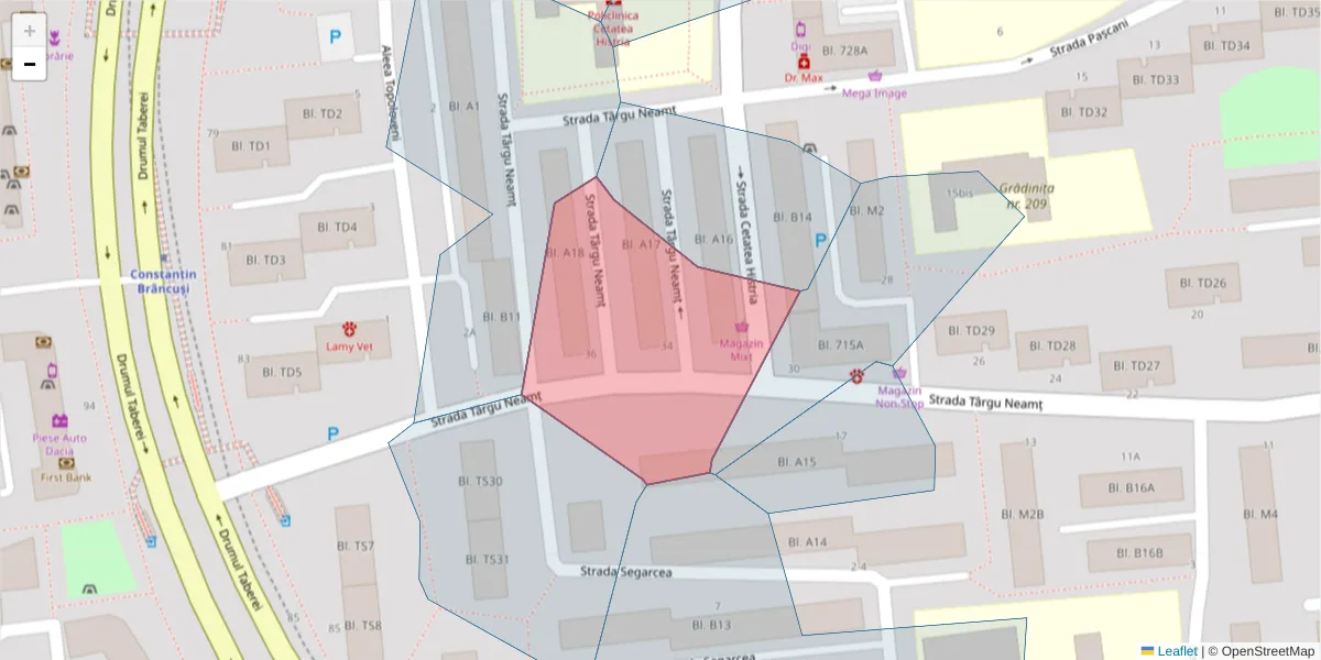 Hartă a codului poștal  și a codurilor poștale învecinate