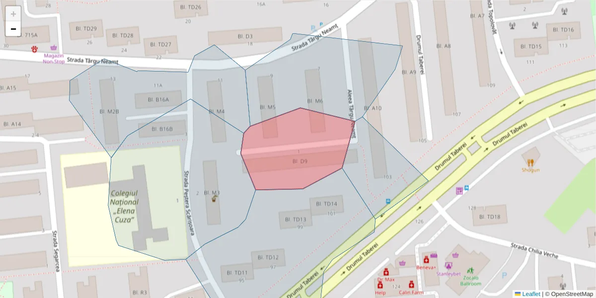 Hartă a codului poștal  și a codurilor poștale învecinate