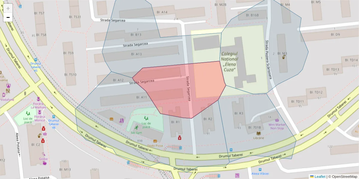 Hartă a codului poștal  și a codurilor poștale învecinate