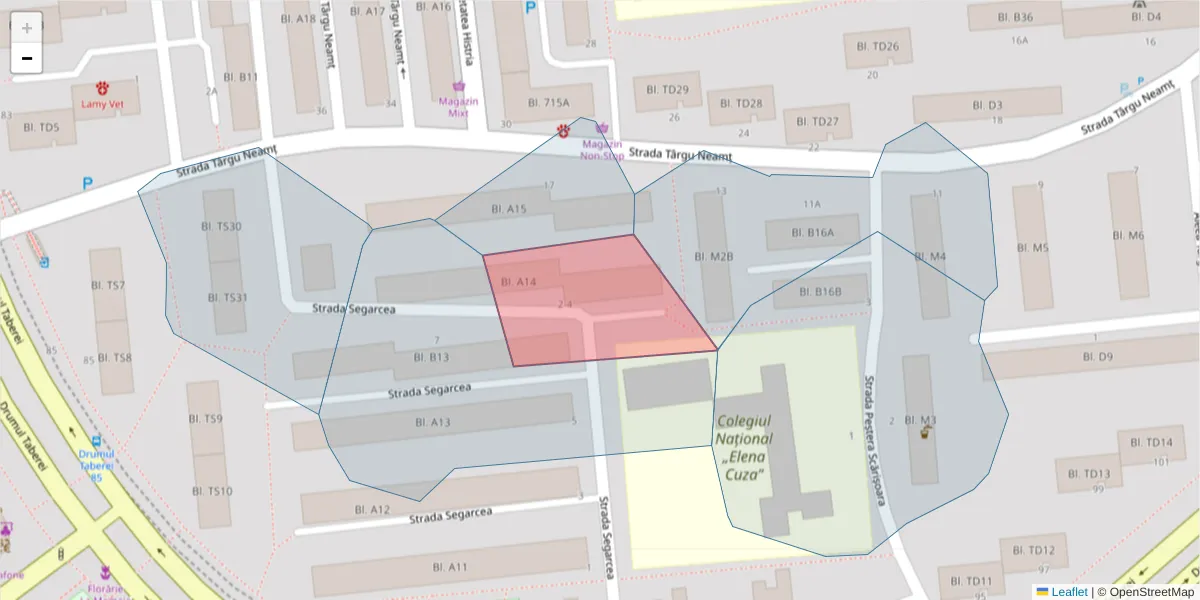 Hartă a codului poștal  și a codurilor poștale învecinate