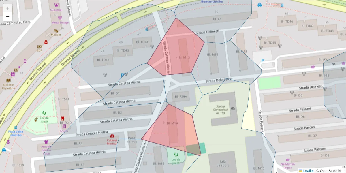 Hartă a codului poștal  și a codurilor poștale învecinate