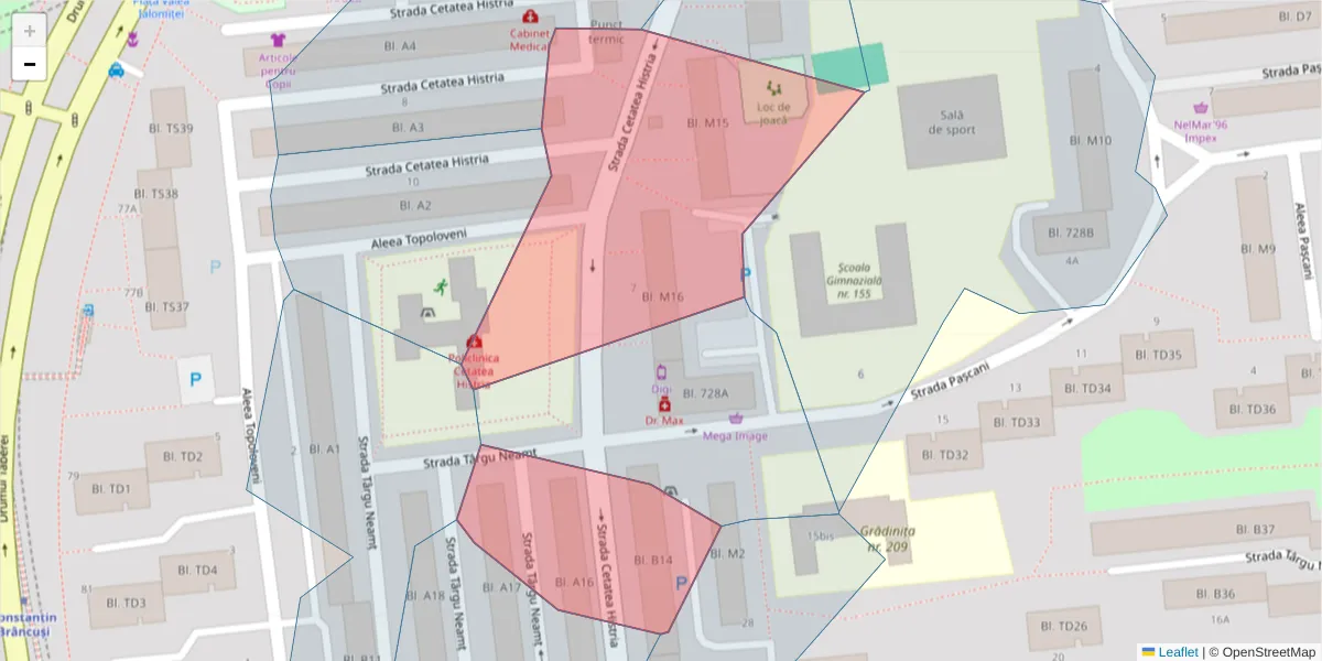 Hartă a codului poștal  și a codurilor poștale învecinate