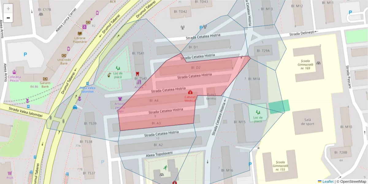 Hartă a codului poștal  și a codurilor poștale învecinate