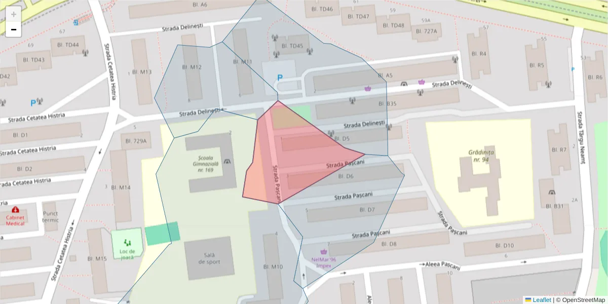 Hartă a codului poștal  și a codurilor poștale învecinate