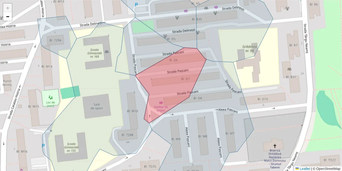 Hartă a codului poștal  și a codurilor poștale învecinate