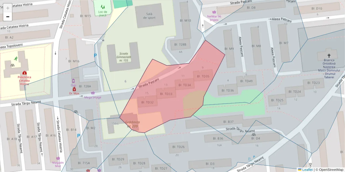 Hartă a codului poștal  și a codurilor poștale învecinate