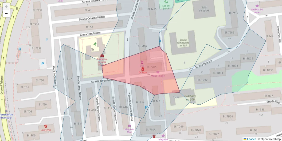 Hartă a codului poștal  și a codurilor poștale învecinate