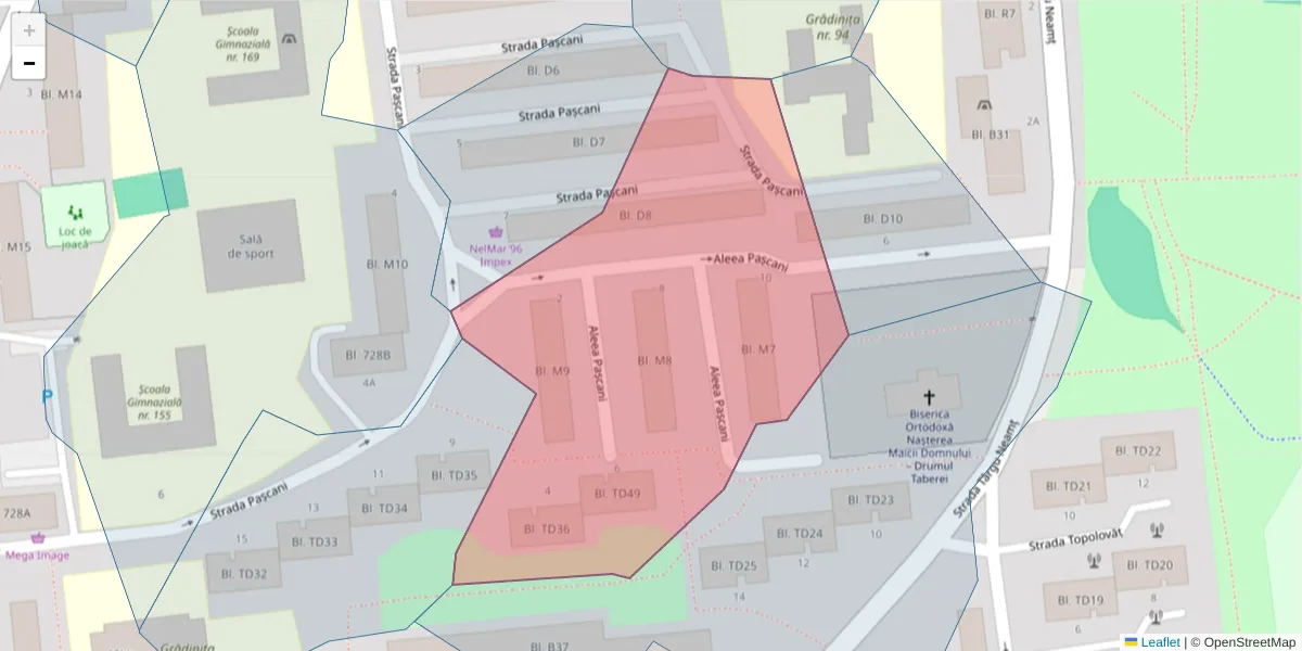 Hartă a codului poștal  și a codurilor poștale învecinate