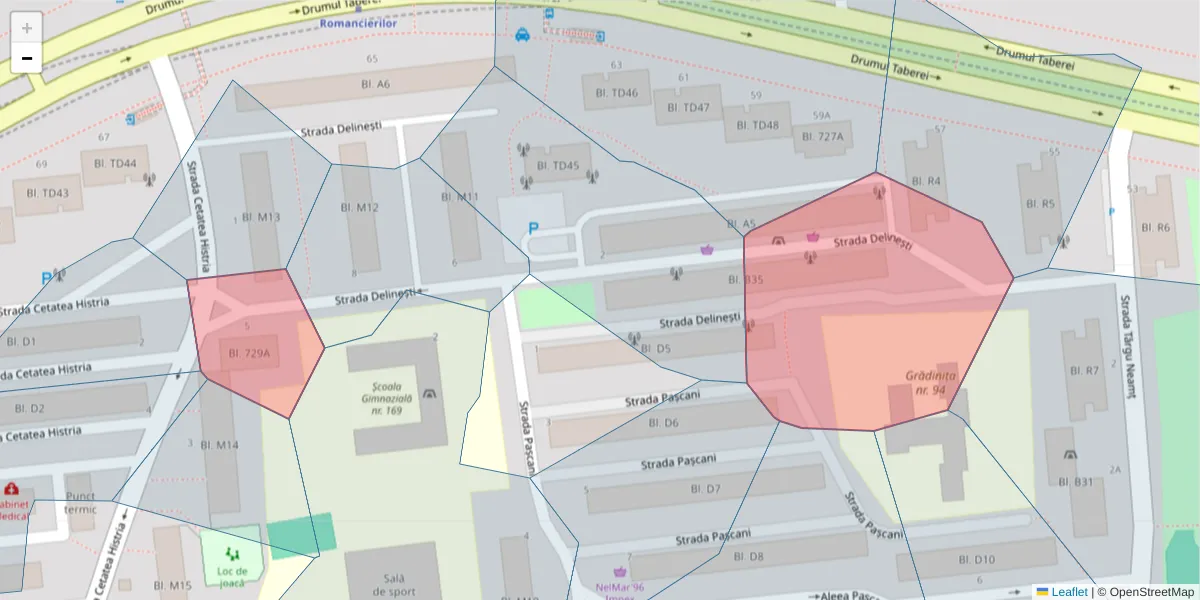 Hartă a codului poștal  și a codurilor poștale învecinate