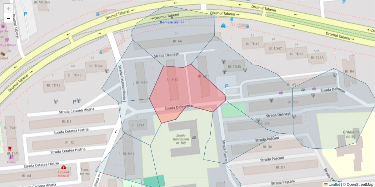 Hartă a codului poștal  și a codurilor poștale învecinate