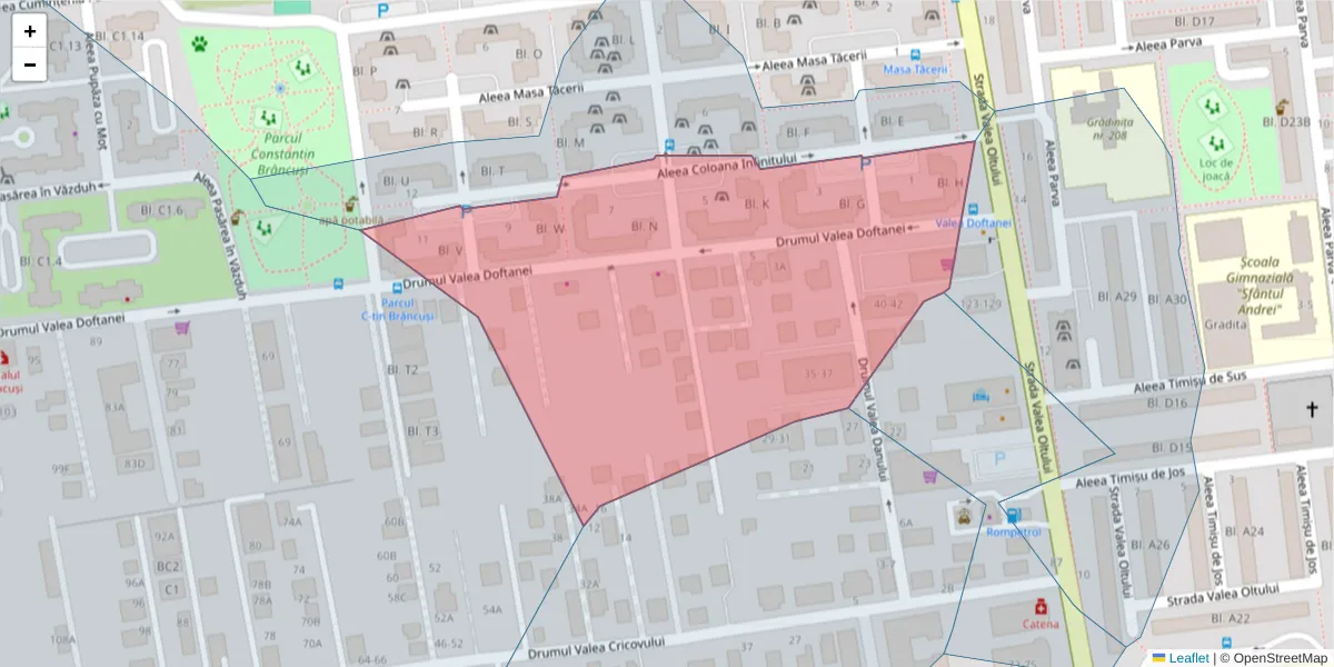 Hartă a codului poștal  și a codurilor poștale învecinate