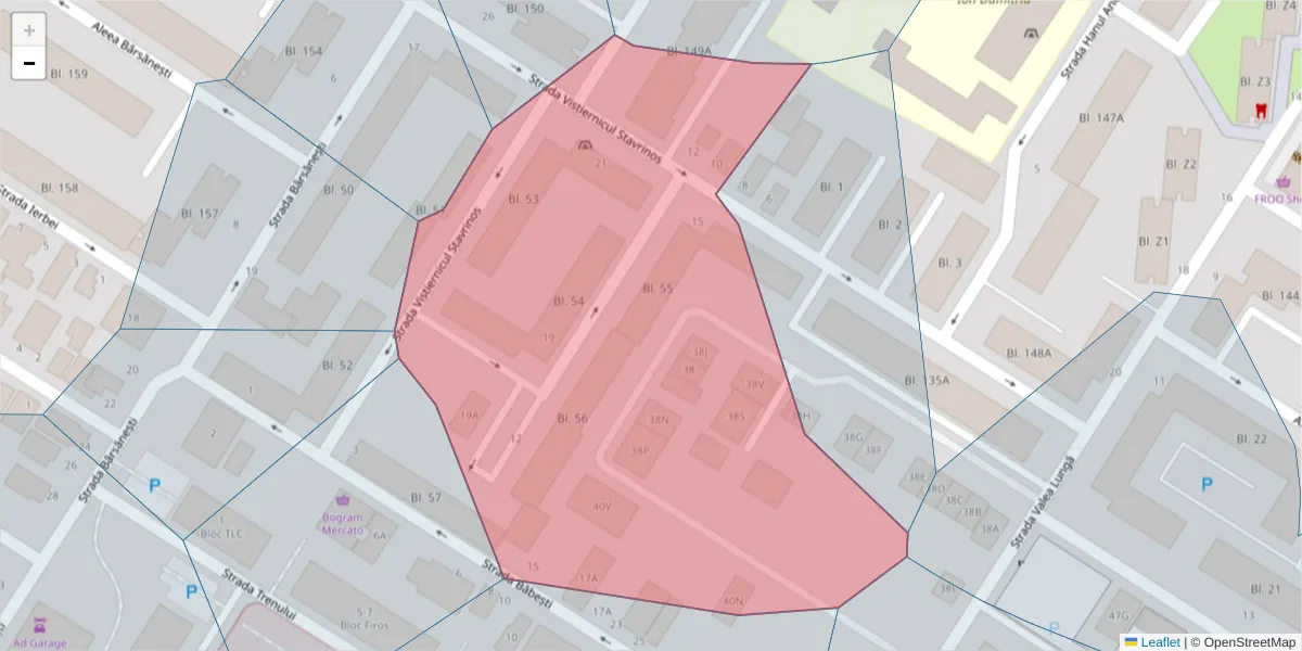 Hartă a codului poștal  și a codurilor poștale învecinate