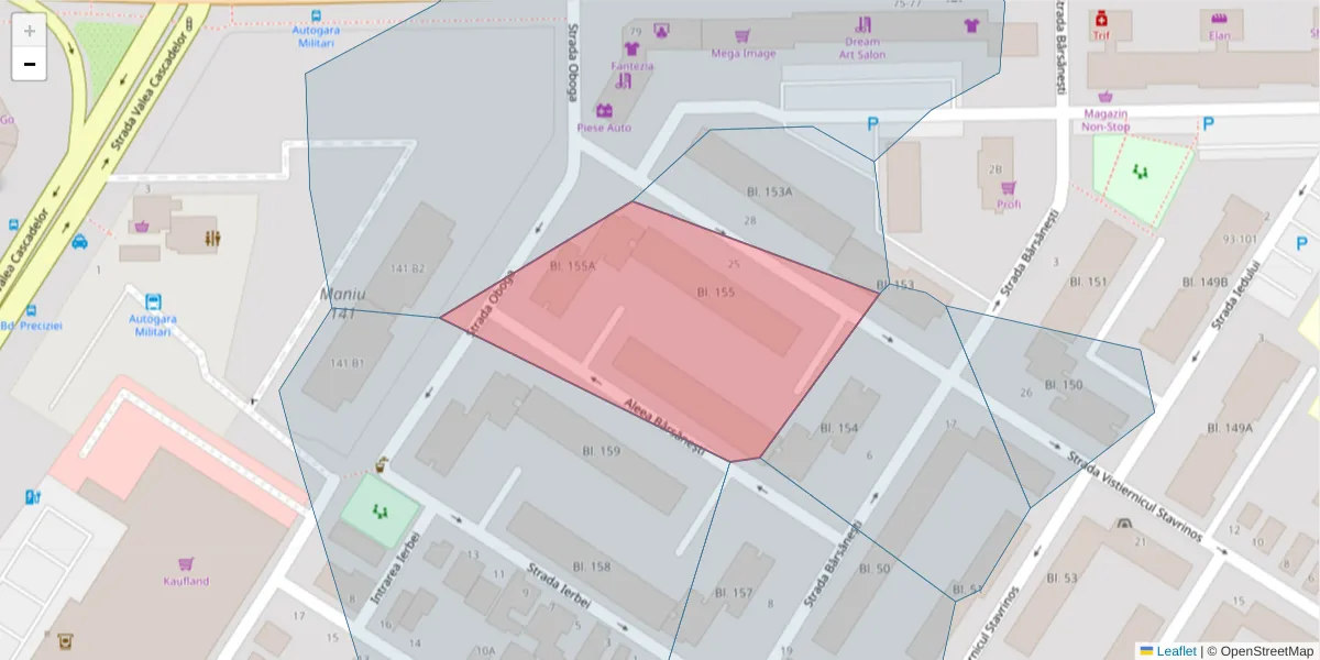Hartă a codului poștal  și a codurilor poștale învecinate
