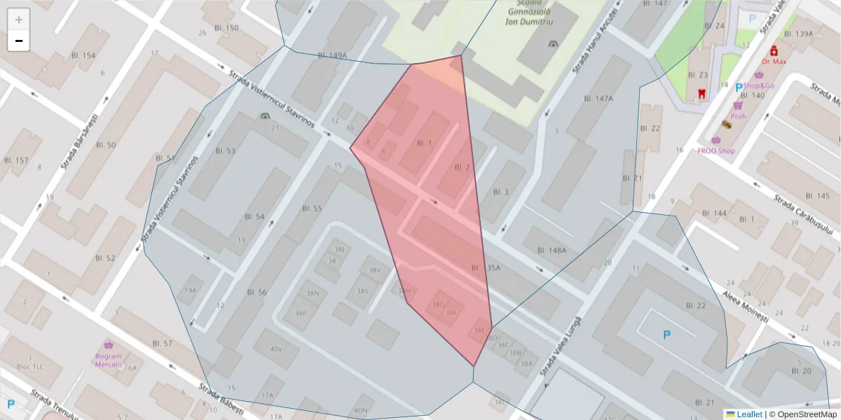 Hartă a codului poștal  și a codurilor poștale învecinate