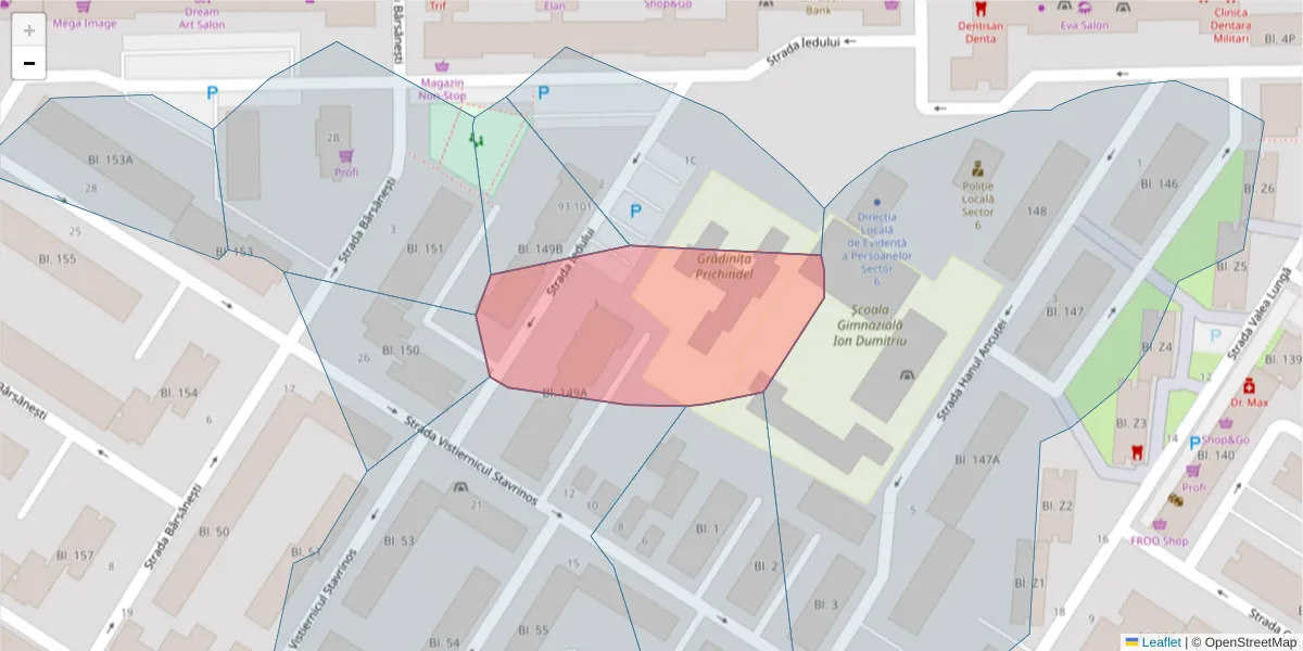Hartă a codului poștal  și a codurilor poștale învecinate