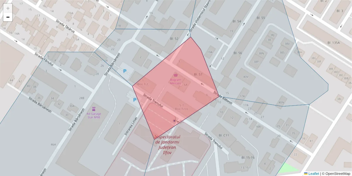 Hartă a codului poștal  și a codurilor poștale învecinate