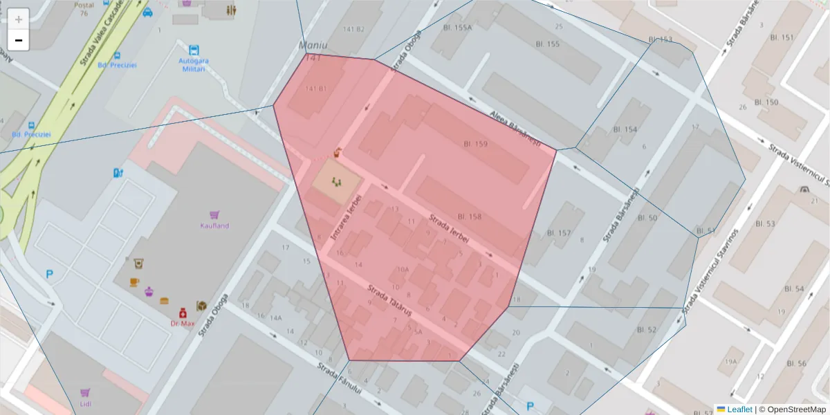 Hartă a codului poștal  și a codurilor poștale învecinate