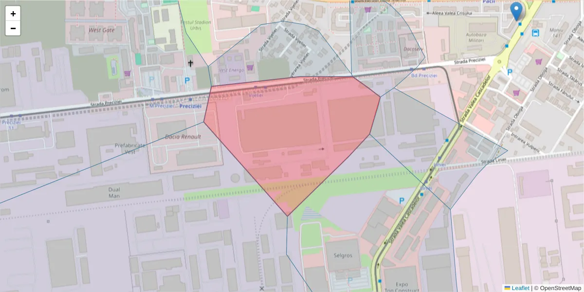 Hartă a codului poștal  și a codurilor poștale învecinate