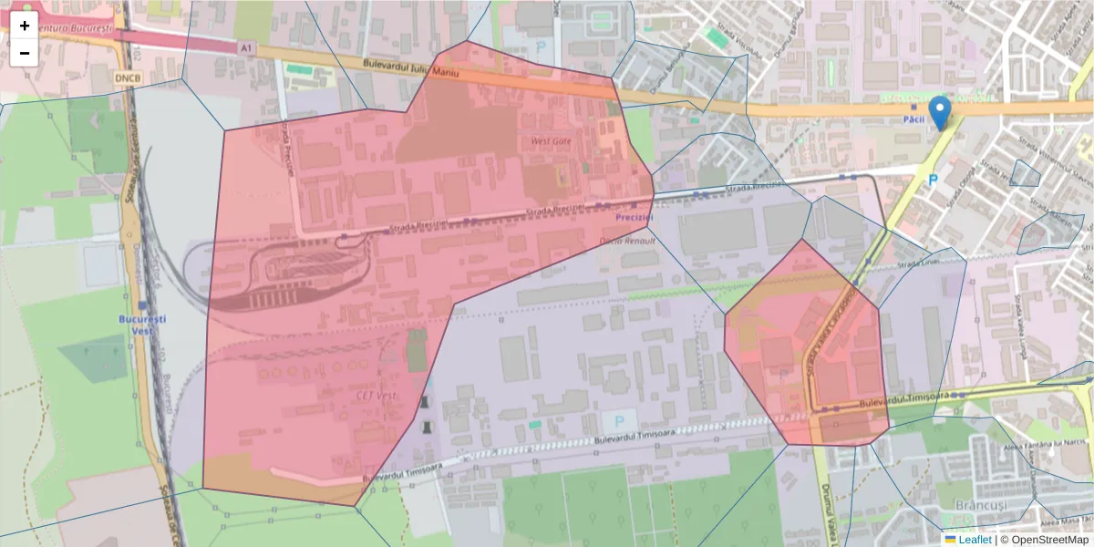 Hartă a codului poștal  și a codurilor poștale învecinate