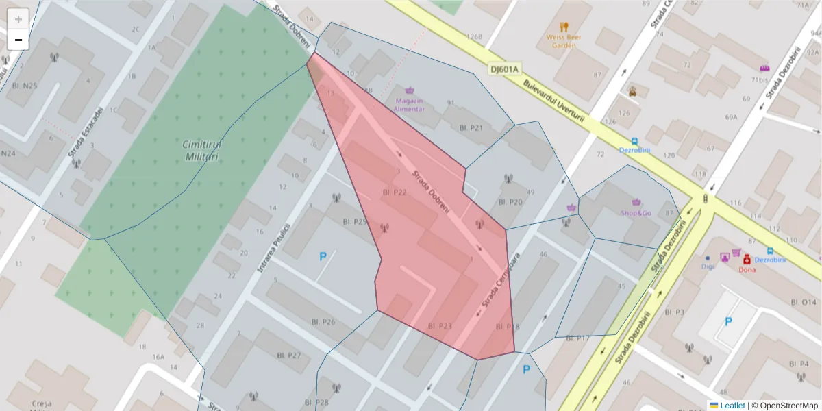 Hartă a codului poștal  și a codurilor poștale învecinate