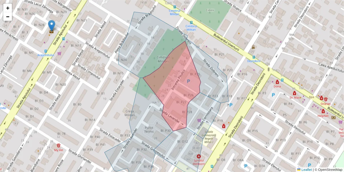 Hartă a codului poștal  și a codurilor poștale învecinate