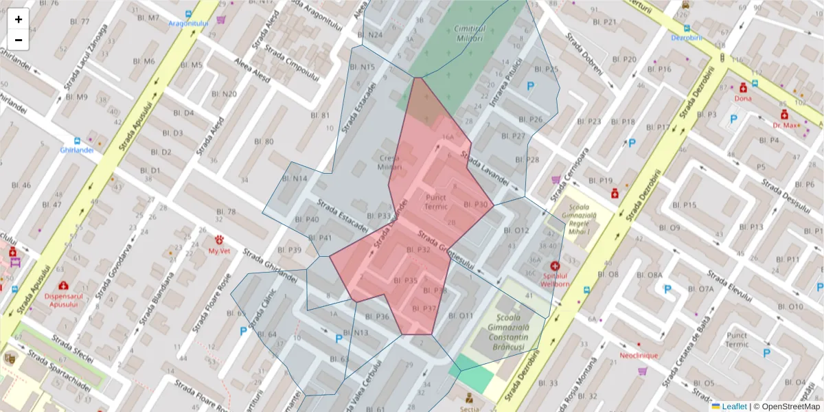 Hartă a codului poștal  și a codurilor poștale învecinate