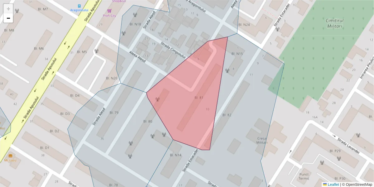Hartă a codului poștal  și a codurilor poștale învecinate