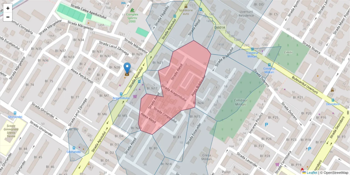 Hartă a codului poștal  și a codurilor poștale învecinate