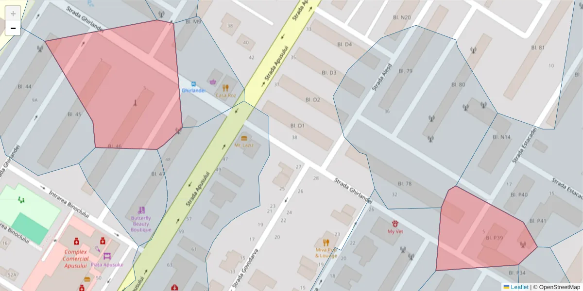 Hartă a codului poștal  și a codurilor poștale învecinate