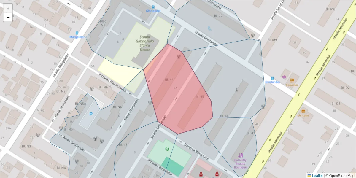 Hartă a codului poștal  și a codurilor poștale învecinate