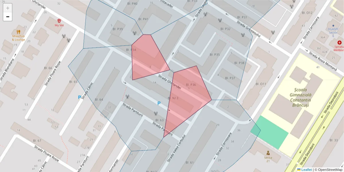 Hartă a codului poștal  și a codurilor poștale învecinate