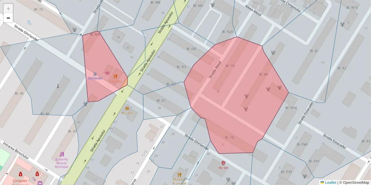 Hartă a codului poștal  și a codurilor poștale învecinate