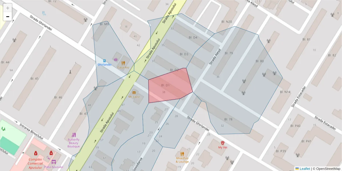 Hartă a codului poștal  și a codurilor poștale învecinate