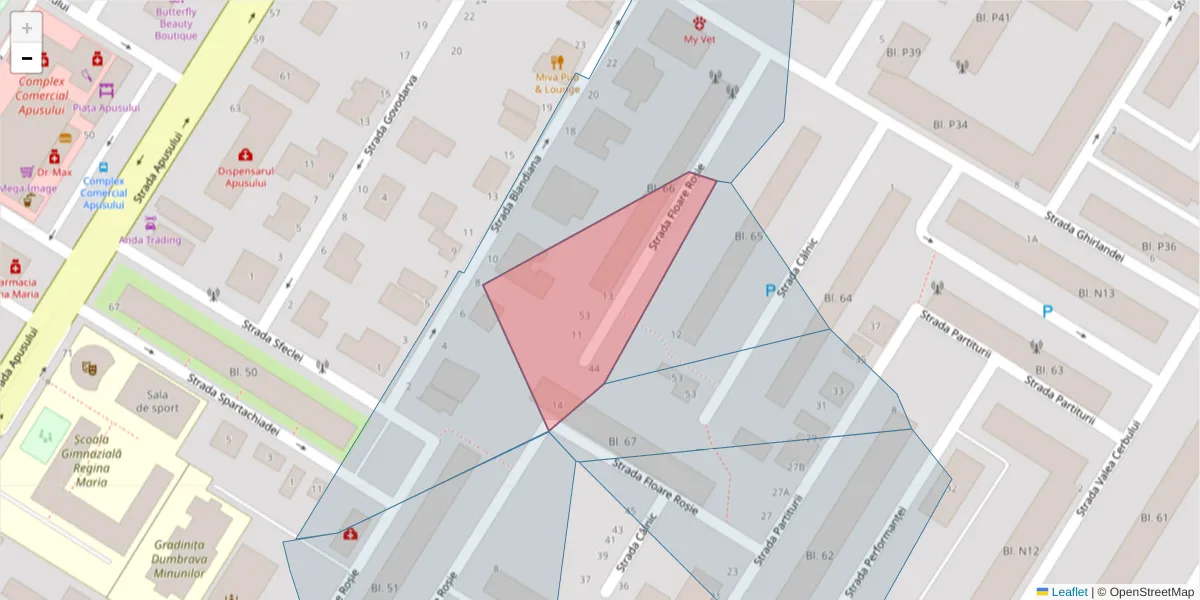 Hartă a codului poștal  și a codurilor poștale învecinate