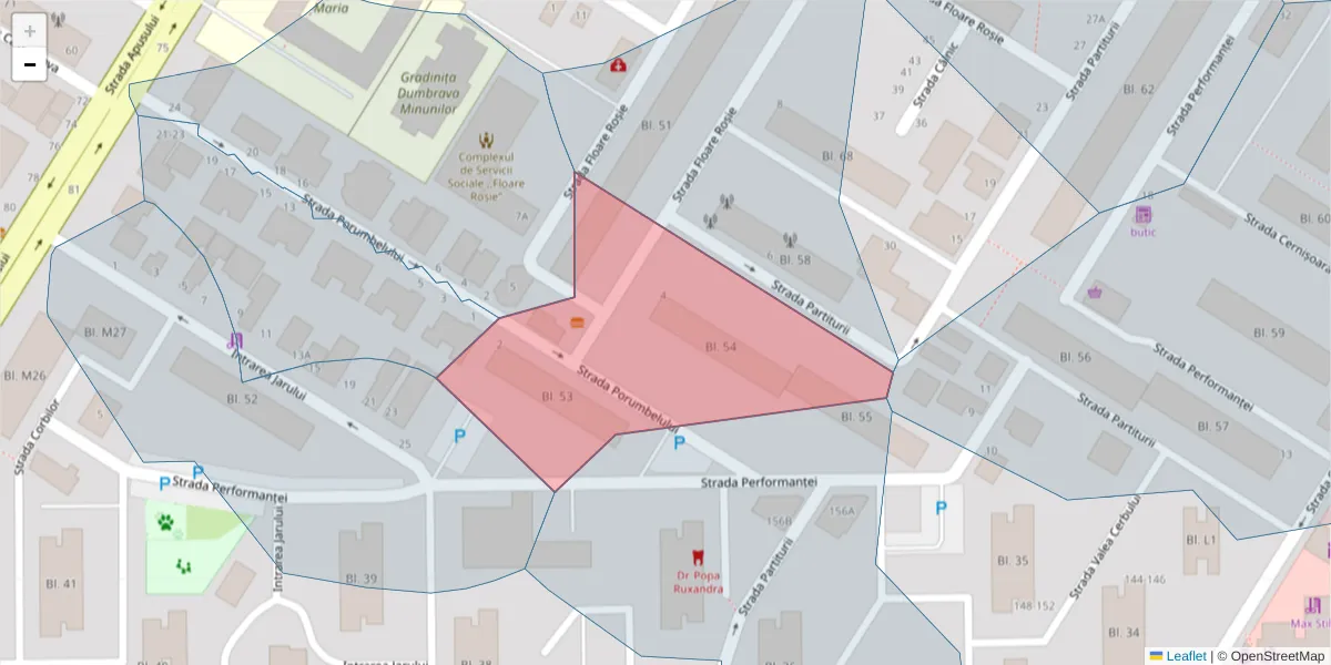 Hartă a codului poștal  și a codurilor poștale învecinate