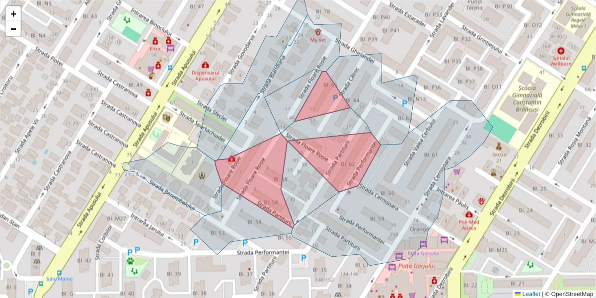 Hartă a codului poștal  și a codurilor poștale învecinate