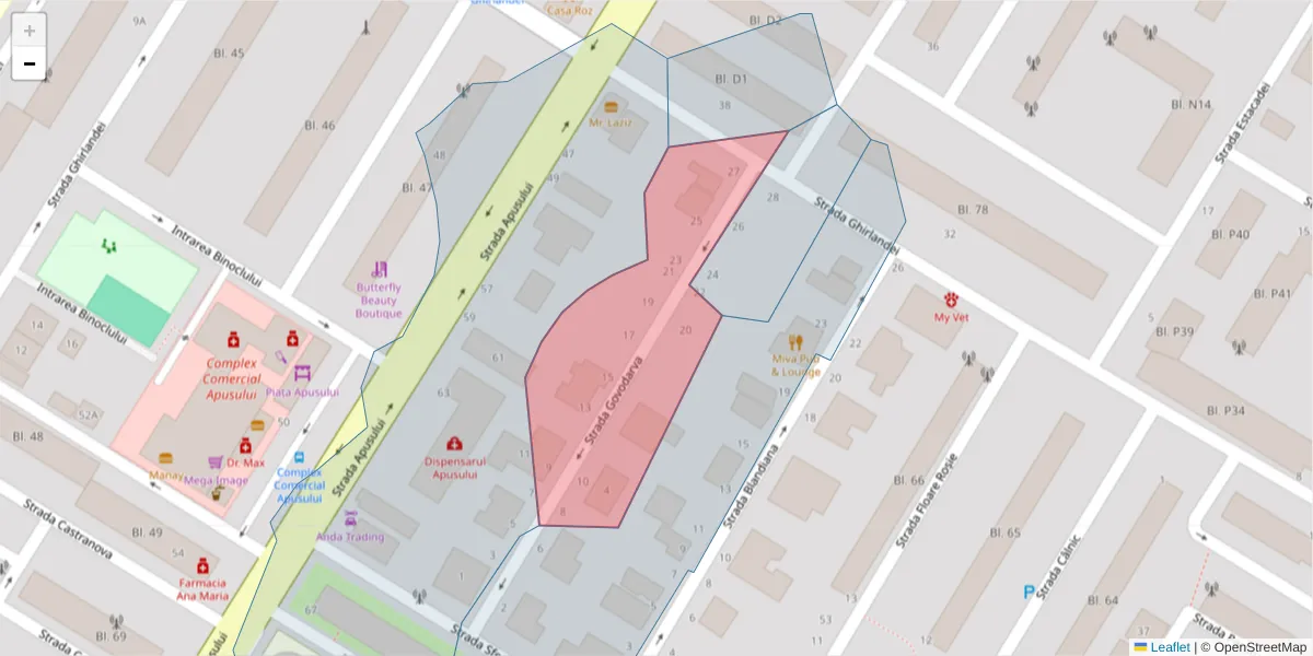 Hartă a codului poștal  și a codurilor poștale învecinate