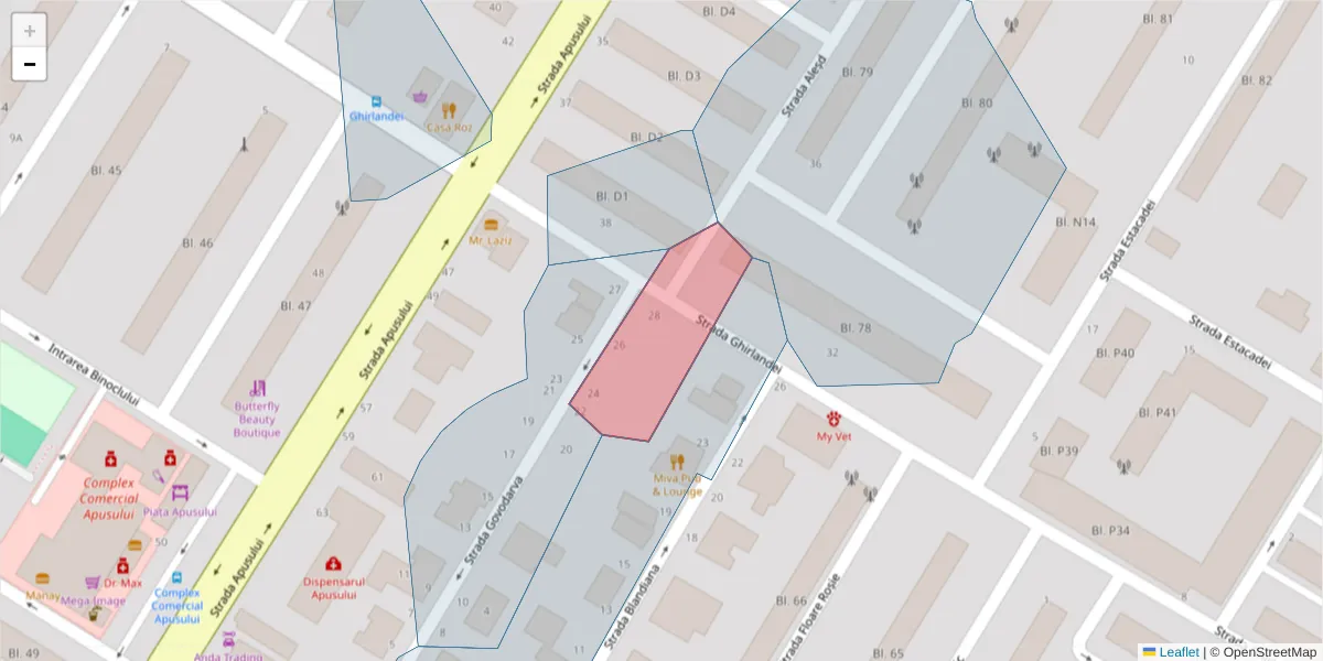 Hartă a codului poștal  și a codurilor poștale învecinate