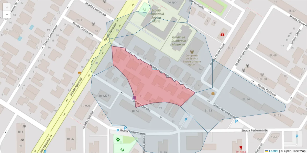 Hartă a codului poștal  și a codurilor poștale învecinate