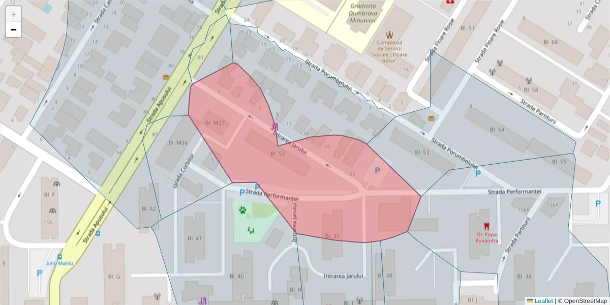 Hartă a codului poștal  și a codurilor poștale învecinate