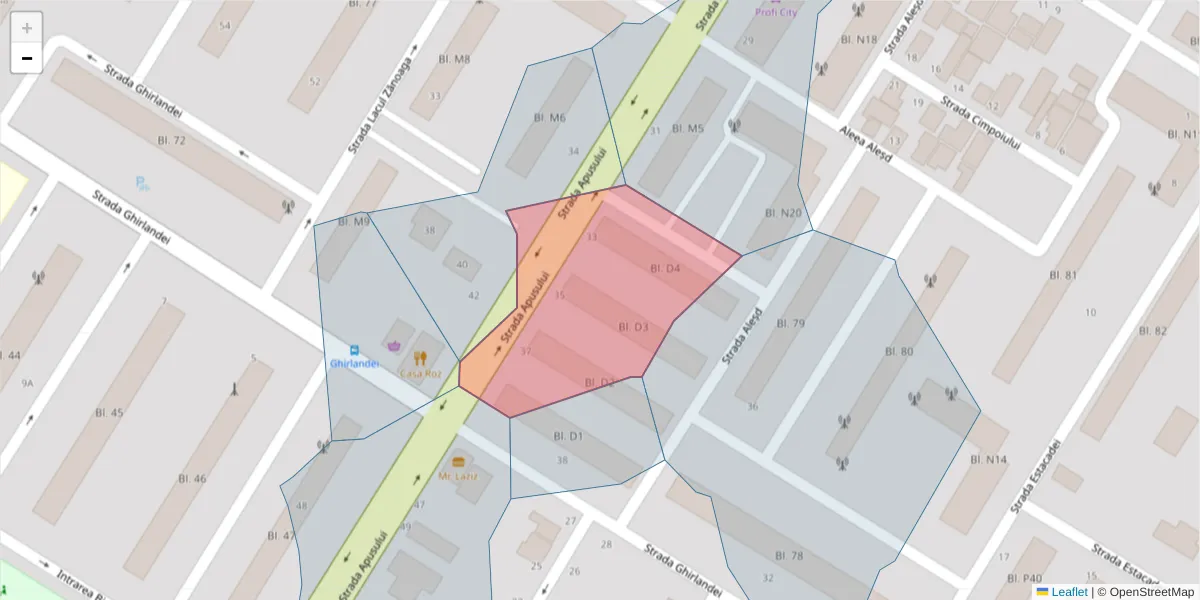 Hartă a codului poștal  și a codurilor poștale învecinate