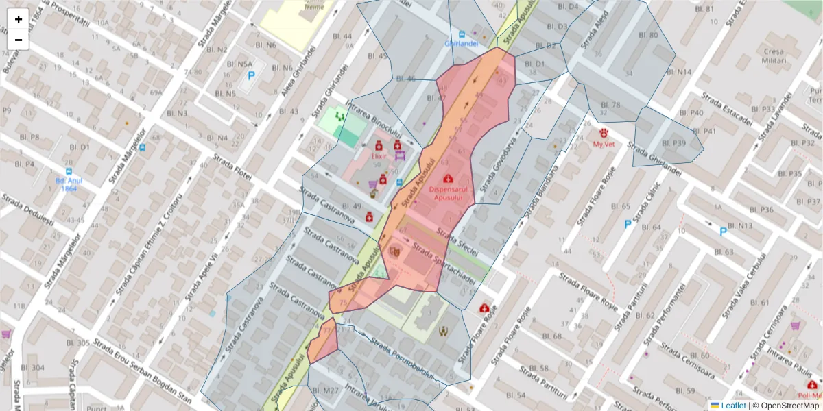 Hartă a codului poștal  și a codurilor poștale învecinate