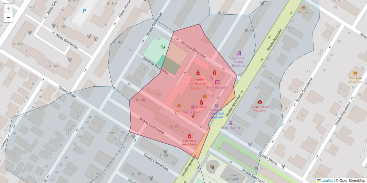 Hartă a codului poștal  și a codurilor poștale învecinate