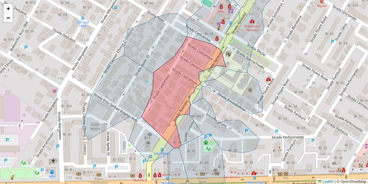 Hartă a codului poștal  și a codurilor poștale învecinate