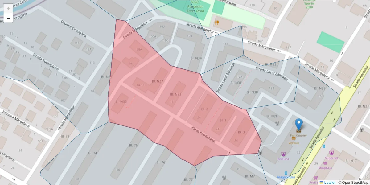 Hartă a codului poștal  și a codurilor poștale învecinate