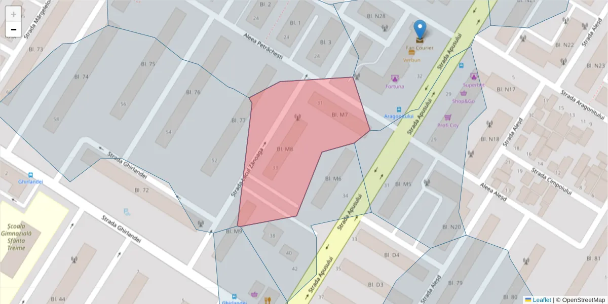 Hartă a codului poștal  și a codurilor poștale învecinate